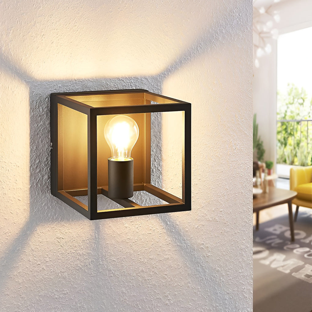 Modern Square Frame Black Wall Sconce - Stylish Lighting for Hallway