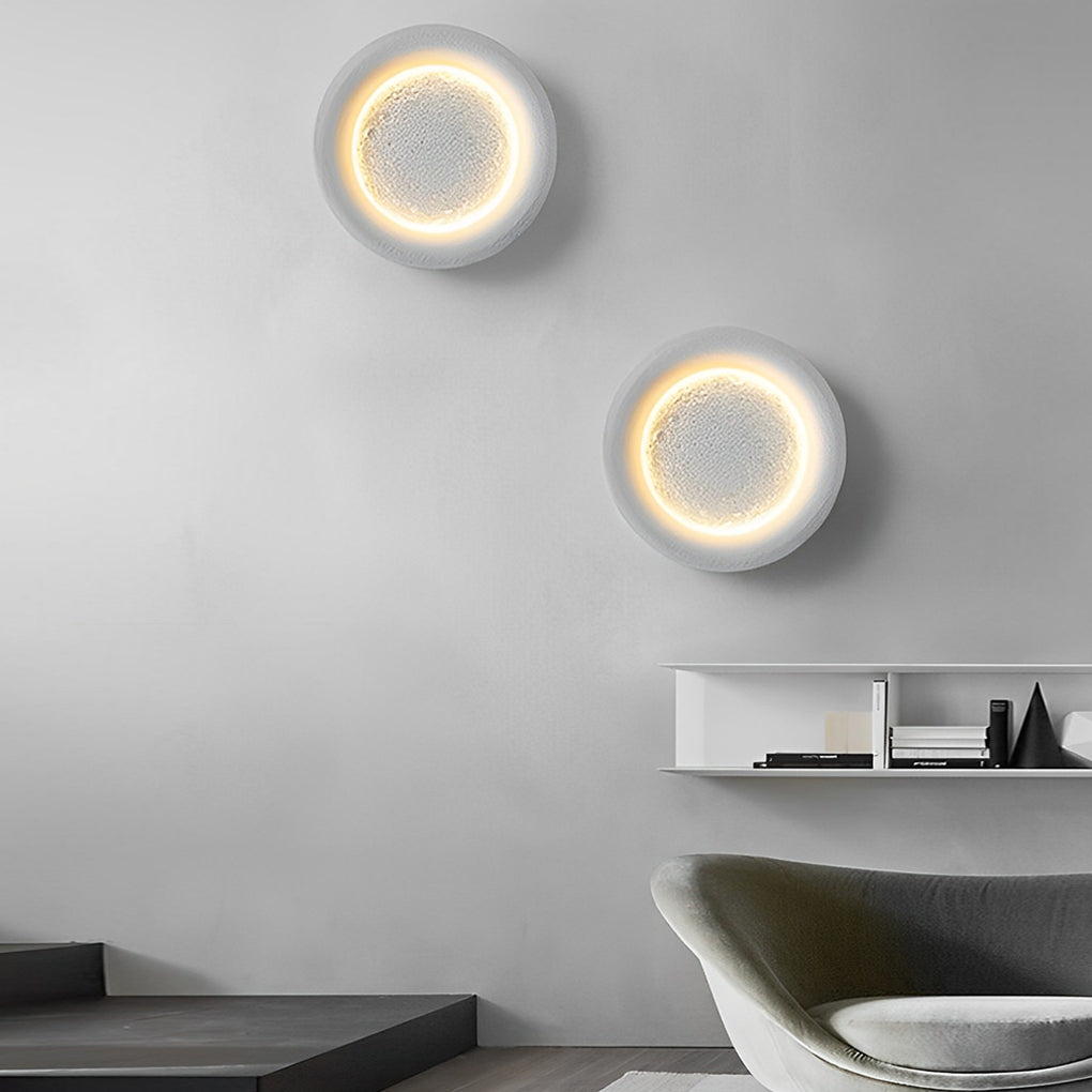 Nordic Round Moon LED Resin Wall Sconce Light for Bedroom Decor