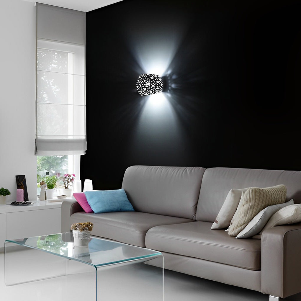 Nordic White Round Hollow LED Wall Lamp for Modern Home Decor