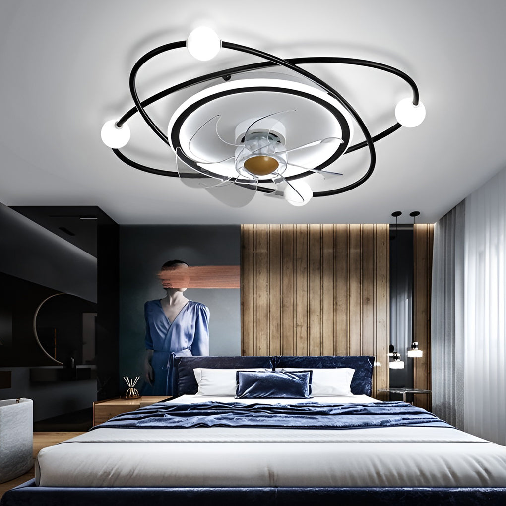 Nordic Style Dimmable LED Ceiling Fan Light in Elegant White Finish