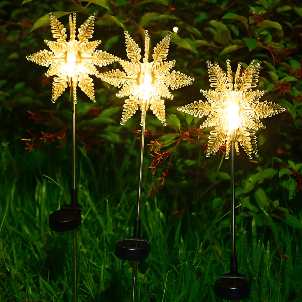 Elegant Acrylic Solar Snowflake Lawn Lights Set - 2PCS Outdoor Holiday Decor