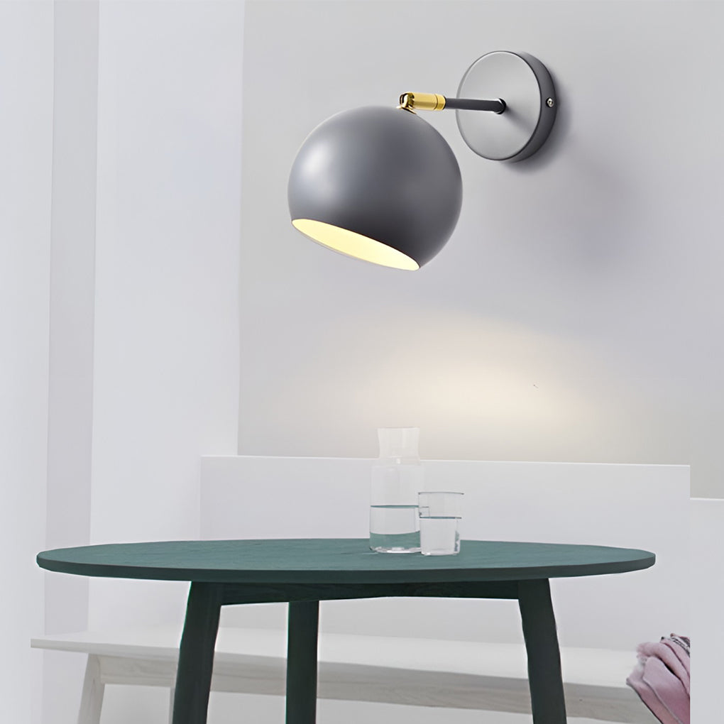 Adjustable White Hemispherical Nordic Wall Sconce Lamp for Modern Interiors