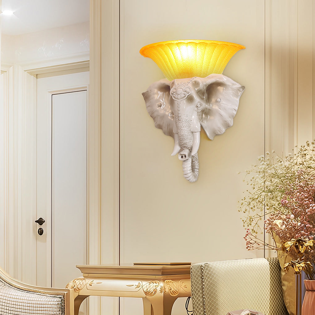 Luxury Cartoon Elephant Resin Wall Sconce Lighting for Kids' Rooms