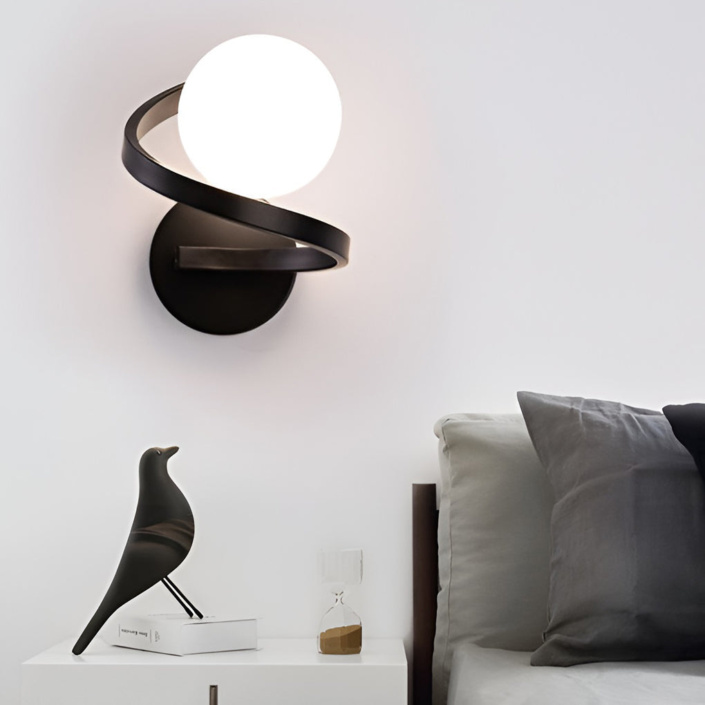 Curved Metal LED Wall Sconce in Stylish Black for Modern Bedrooms