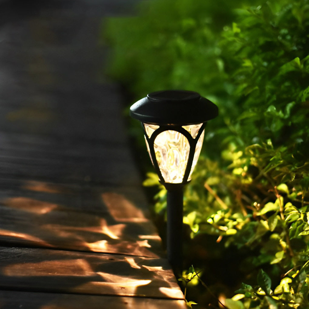 Set of 2 Modern Black LED Solar Lawn Lights for Outdoor Garden Décor