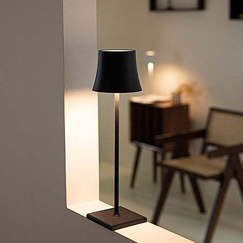 15-Inch Cordless Modern Black and White Metal Table Lamp for Home Decor