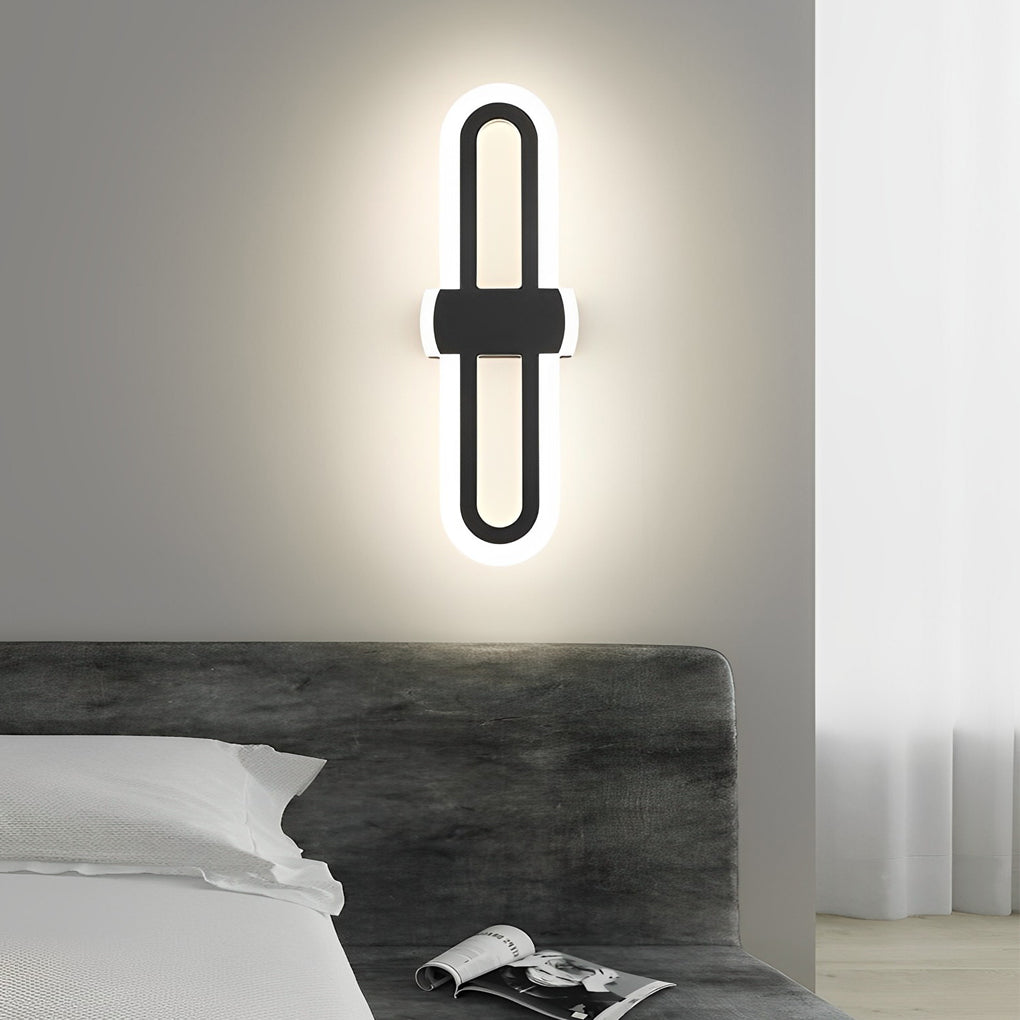 Modern White LED Rounded Rectangular Wall Sconce for Living Room