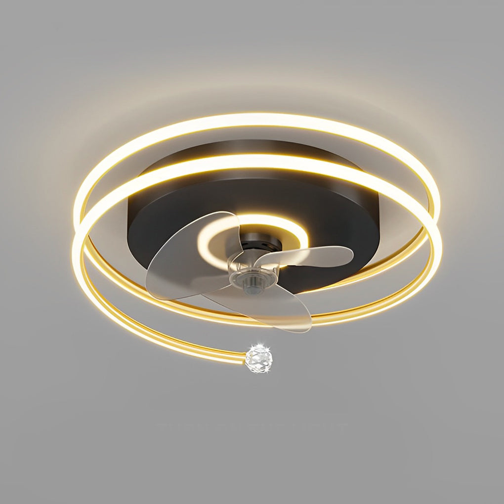 Modern White Bladeless LED Ceiling Fan Light for Living Room, Bedroom
