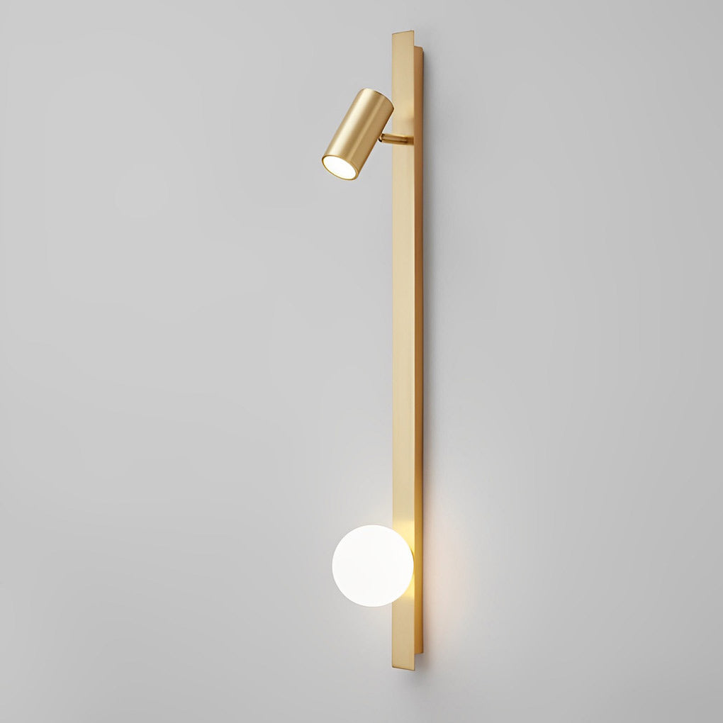 Modern Black and Gold LED Linear Wall Lamp with Dimmable Spotlight for Living Room
