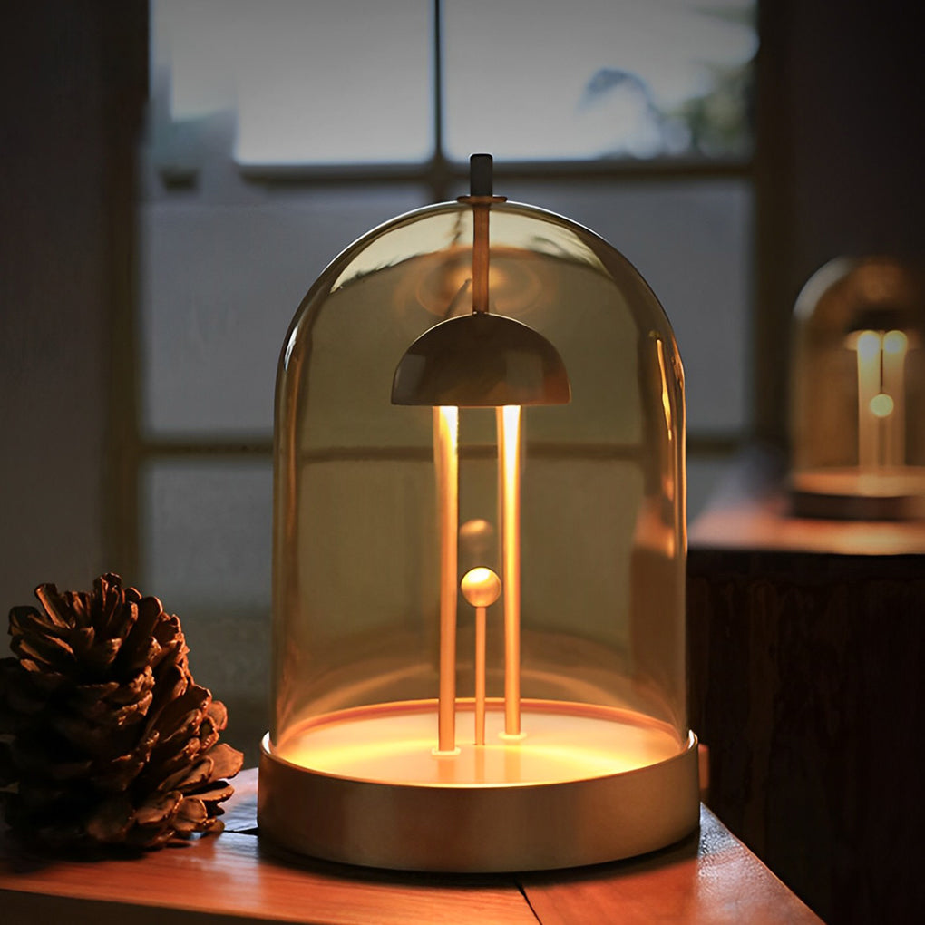 Modern Smoky Glass Dome Ambient Lamp for Living Room or Bedroom Decor