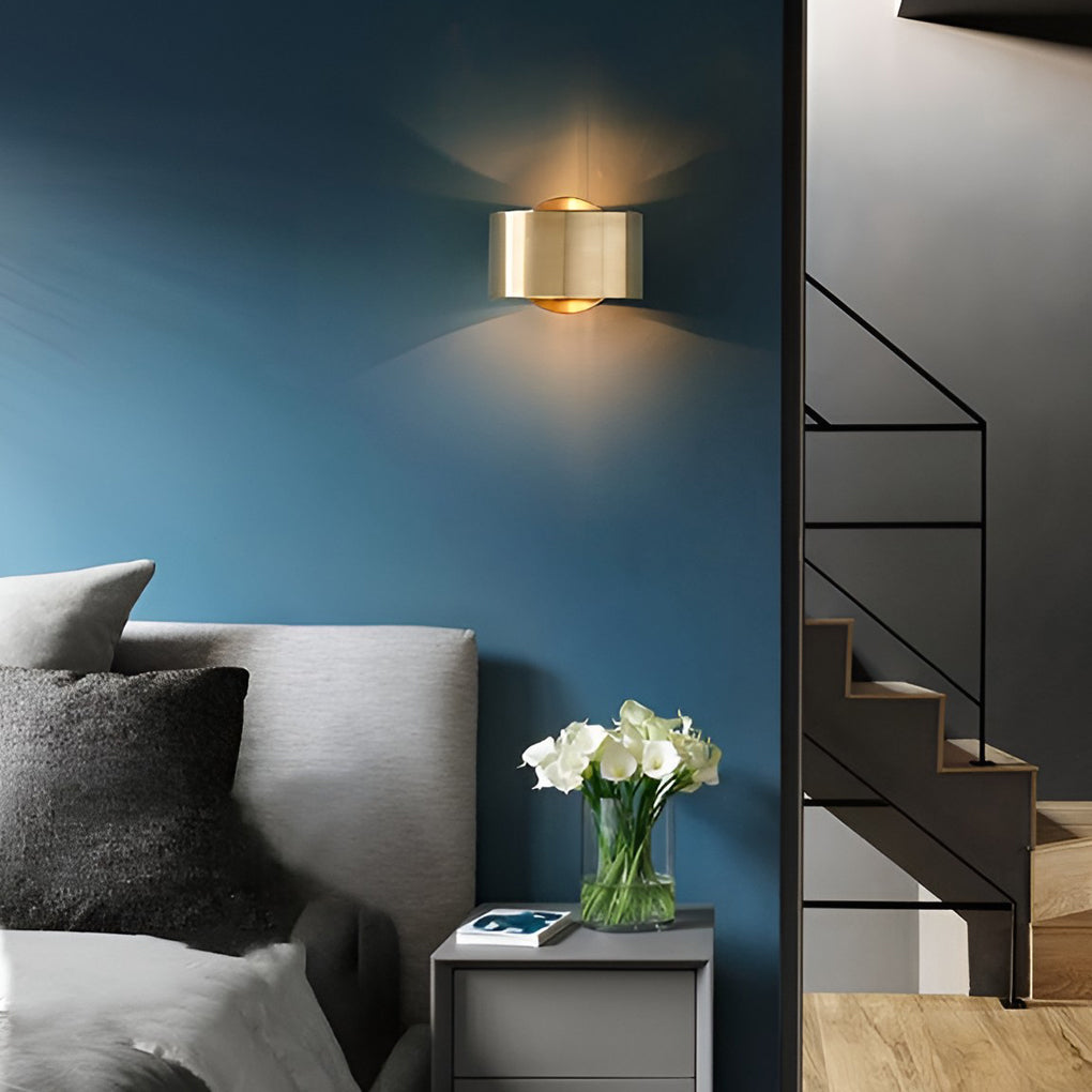 Gold Nordic Circular Up and Down Wall Lamp Sconce for Living Room