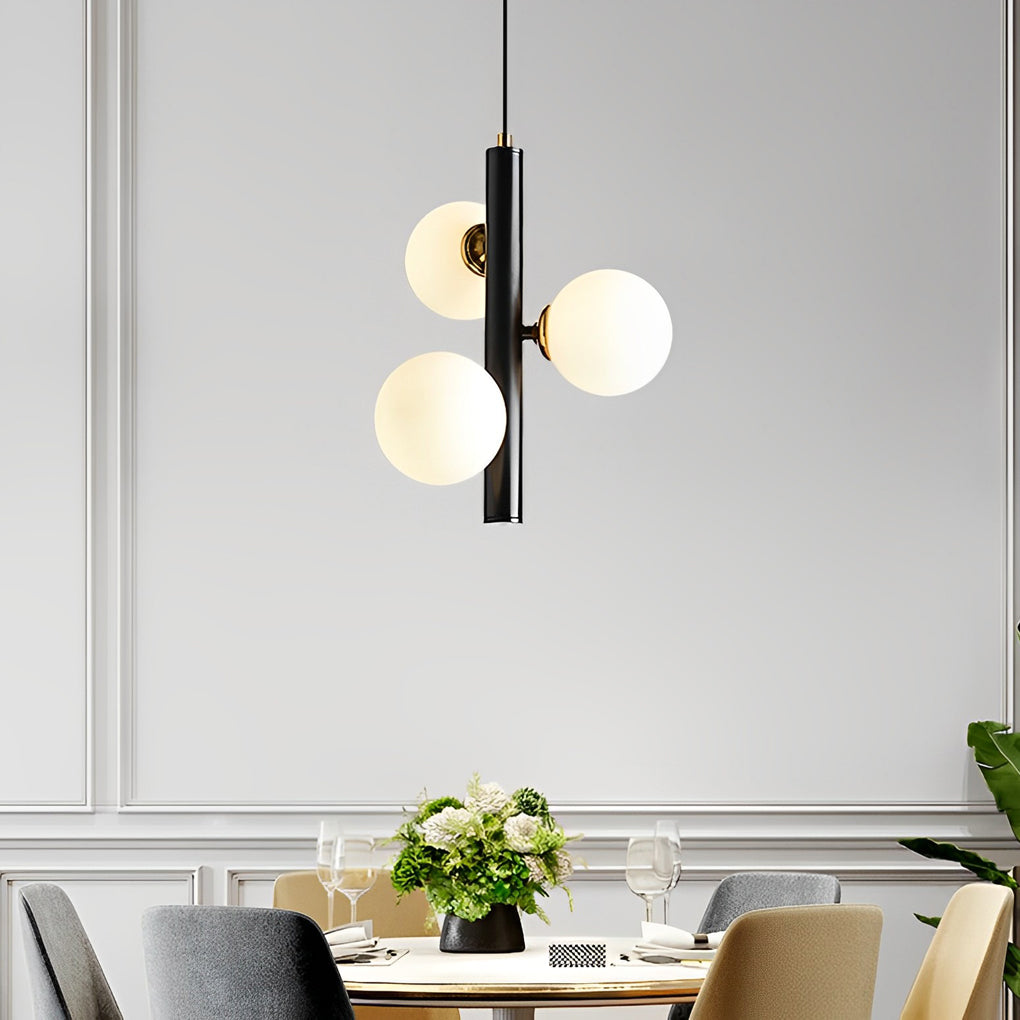 Nordic Style LED Chandelier with 3 Glass Balls for Dining Room Decor