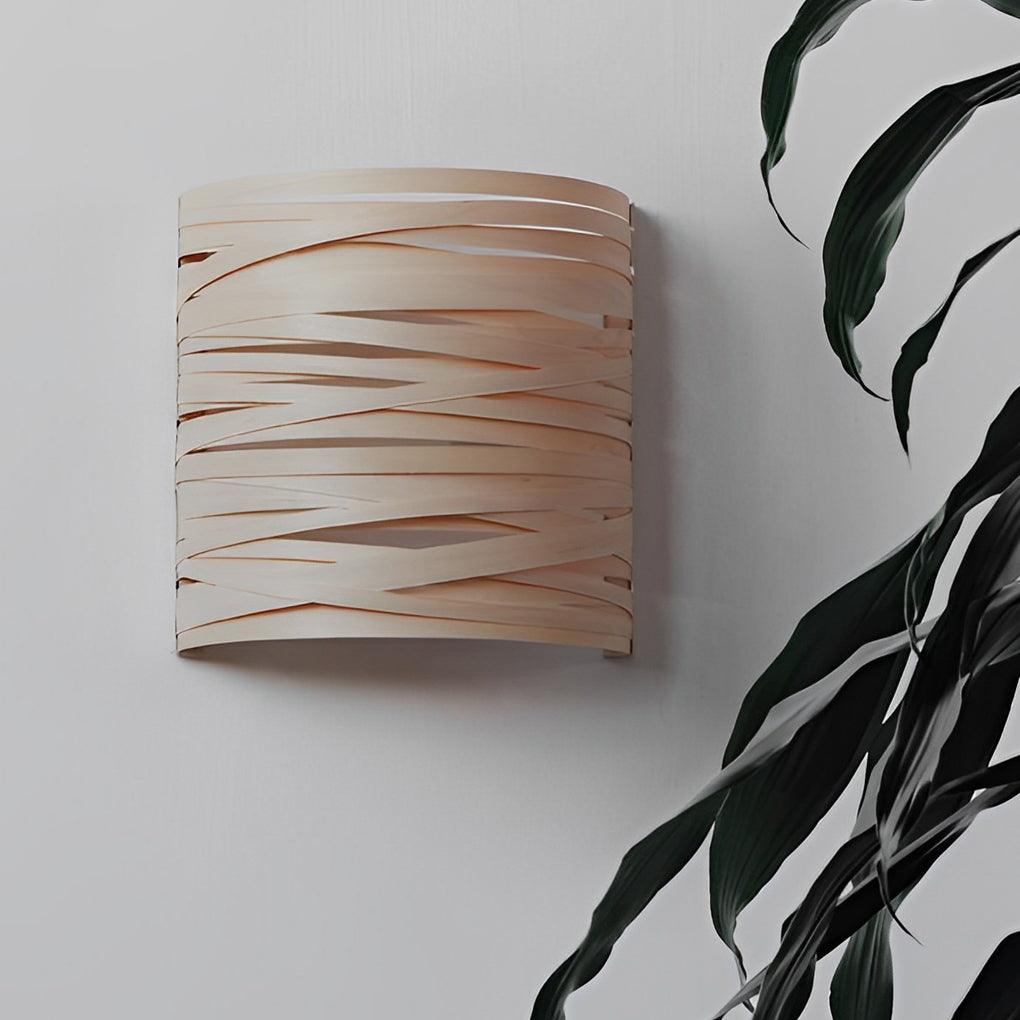 Handmade Semi-Cylindrical Wooden Wall Lamp for Modern Home Decor