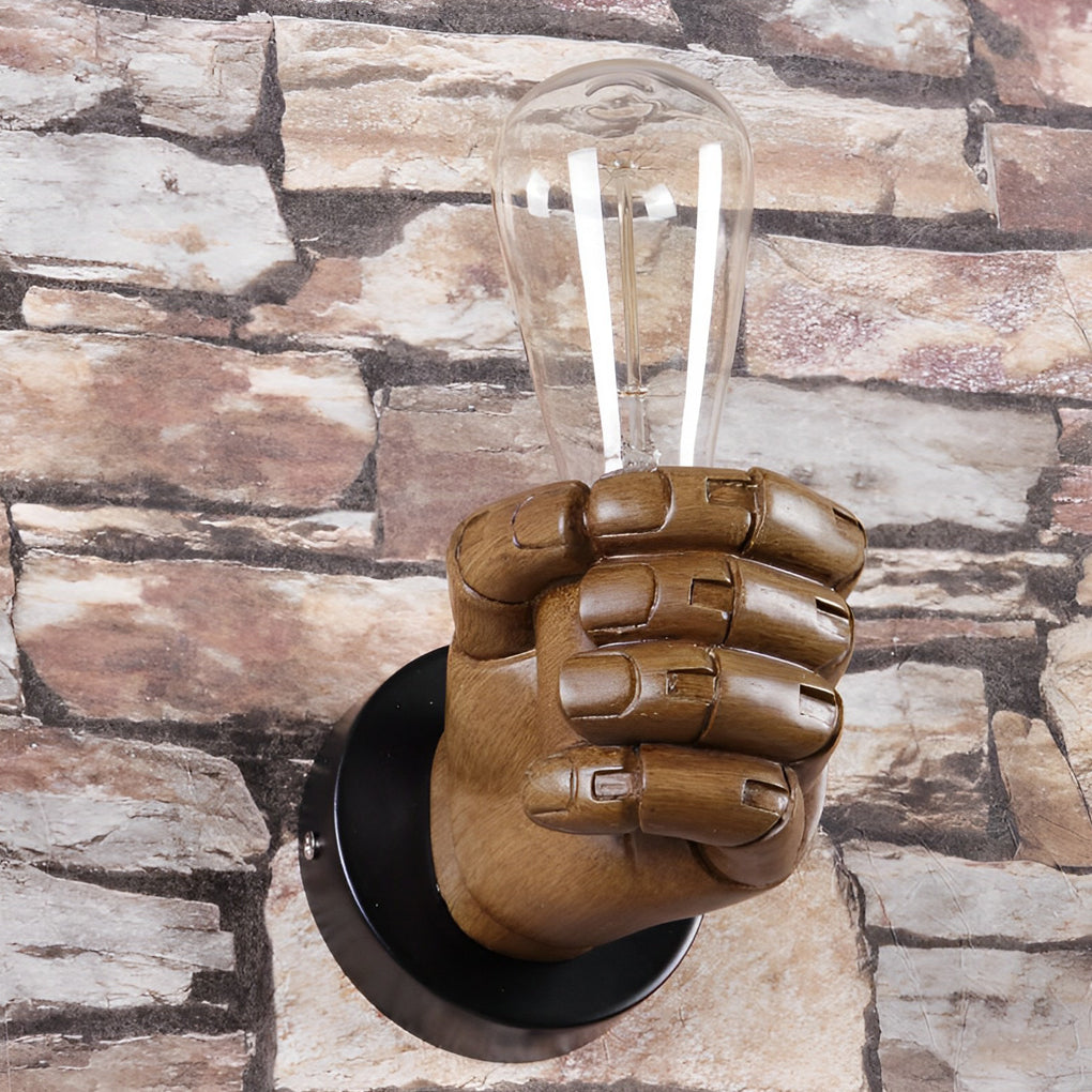 Retro Industrial Resin Hand Fist Wall Sconce Light Fixture for Home Decor