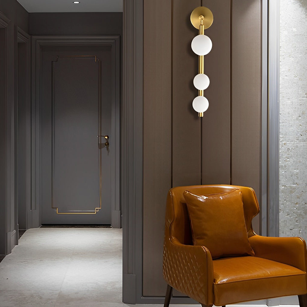 Modern Gold Electroplated G9 Wall Light with 3 Glass Spheres for Living Room