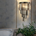 Post-Modern Clear Crystal and Metal LED Wall Lamp for Living Room