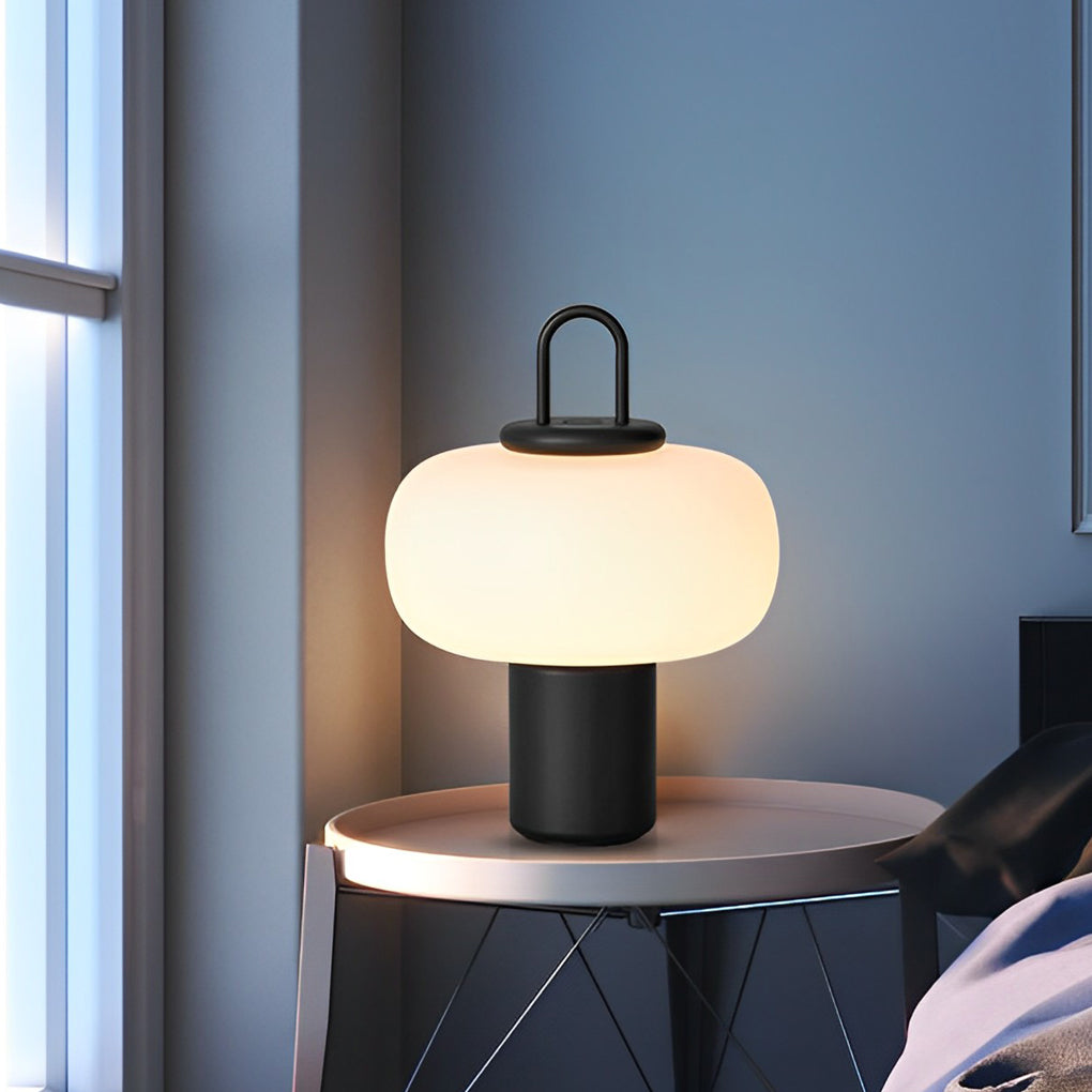 Modern White Milk Glass Orb LED Table Lamp for Living Room Decor
