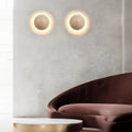 Elegant Round LED Wall Sconce in Japanese Style Travertine for Living Room