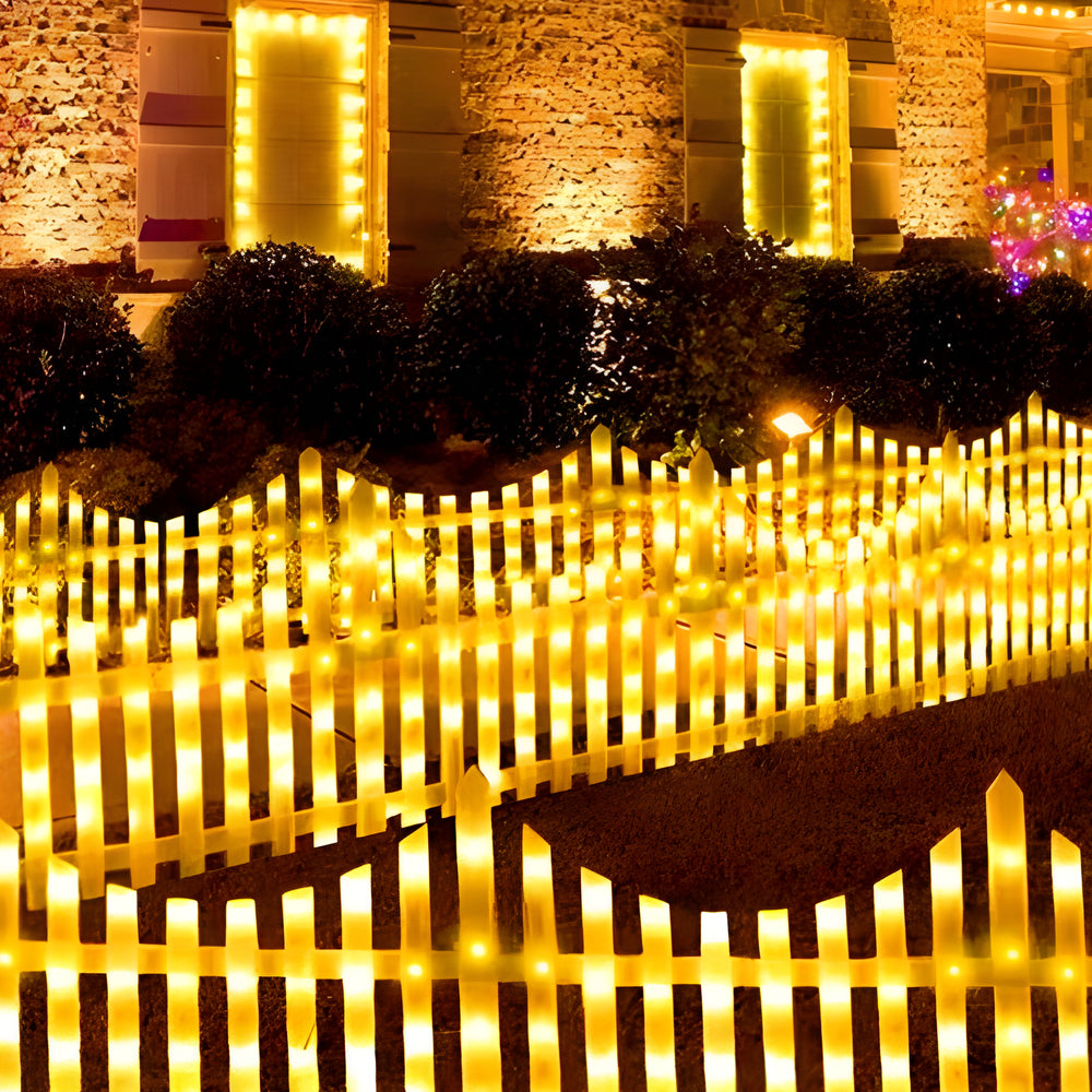 8-Pack Solar-Powered LED Wave Garden Fence Lights for Festive Decorations
