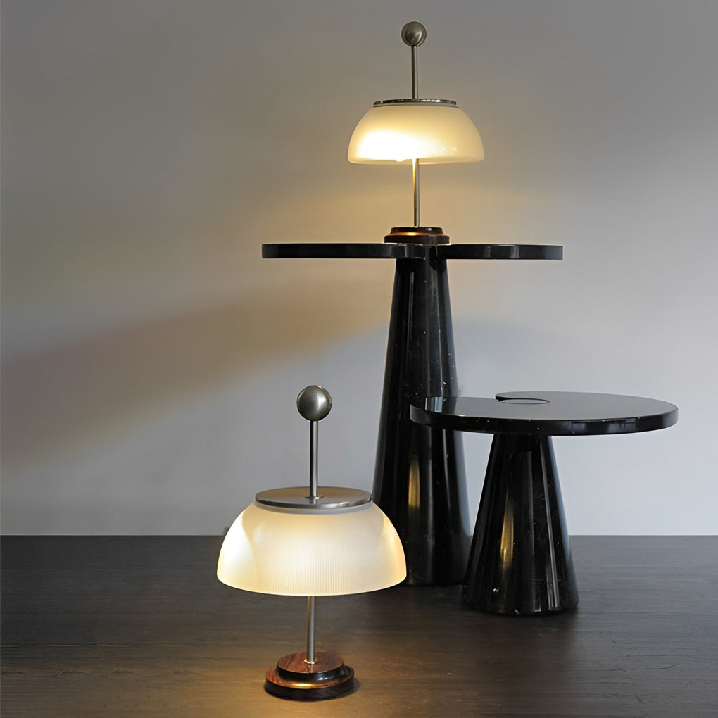 Elegant Ribbed Glass Bowl & Metal Table Lamps for Italian-Style Decor