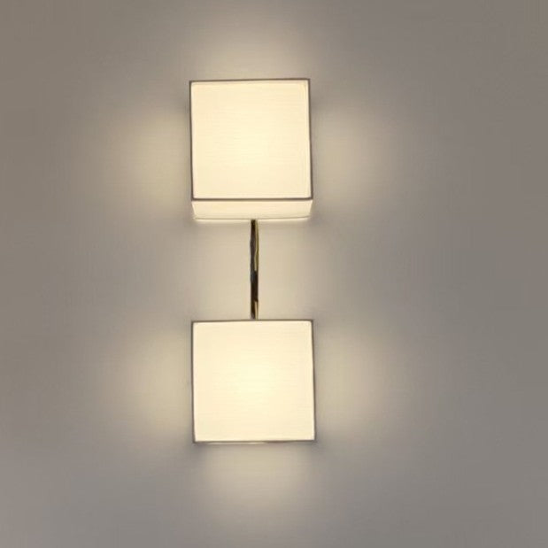 Traditional Japanese Square Fabric Shade LED Wall Sconce for Living Room