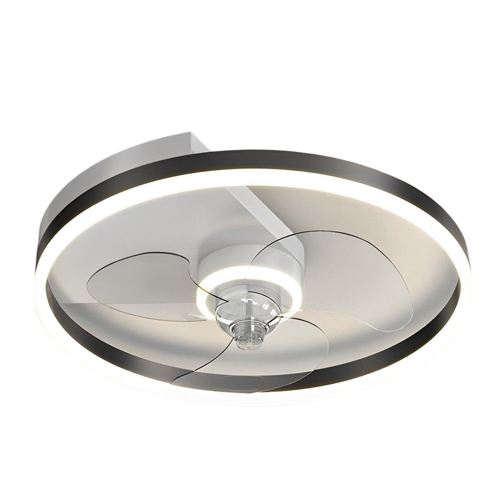 Modern White Bladeless LED Ceiling Fan with Mute Function for Living Room