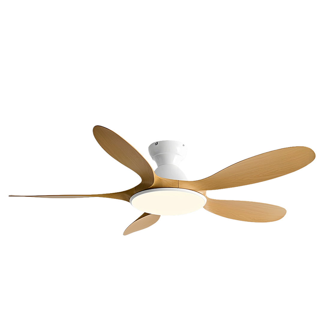 Contemporary White 5-Blade Ceiling Fan with LED Light for Home Office