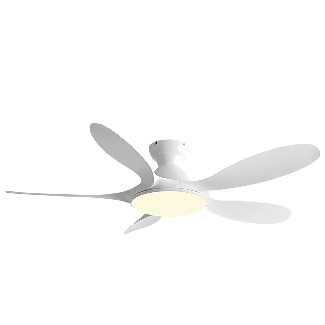 Contemporary White 5-Blade Ceiling Fan with LED Light for Home Office
