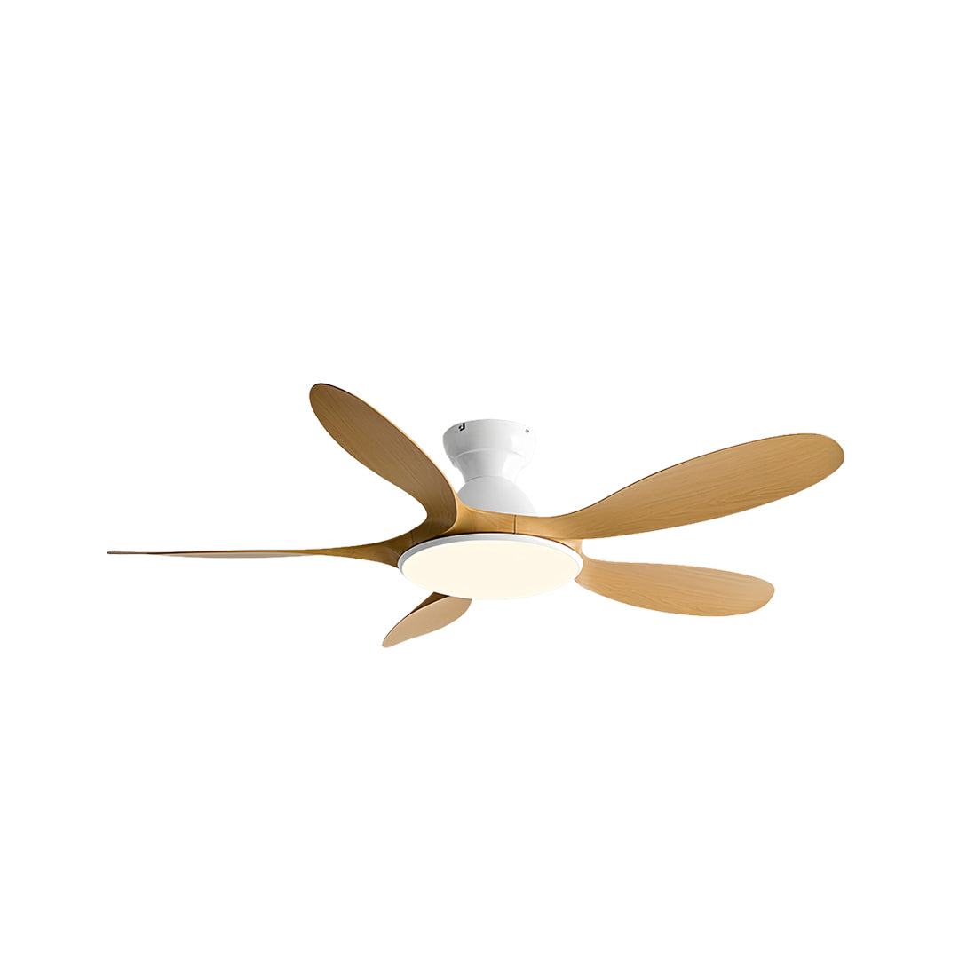 Contemporary White 5-Blade Ceiling Fan with LED Light for Home Office