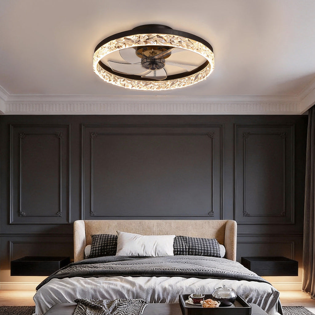 Retro Iron 5-Blade Ceiling Fan Light in Rustic Black for Living Room