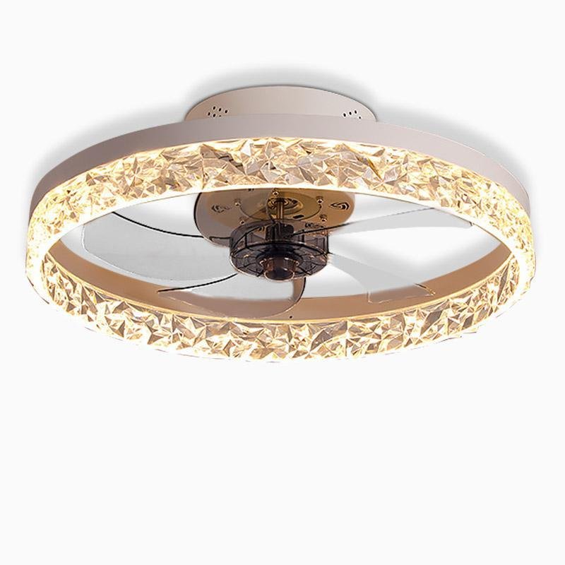 Rustic Round Iron 5-Blade Ceiling Fan Light for Living Room & Bedroom