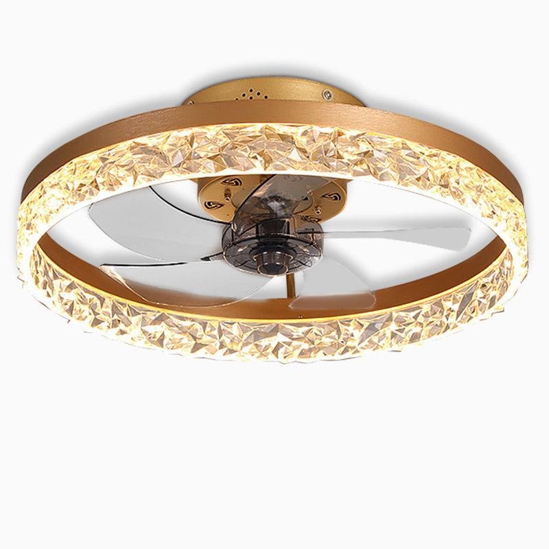 Rustic Round Iron 5-Blade Ceiling Fan Light for Living Room & Bedroom