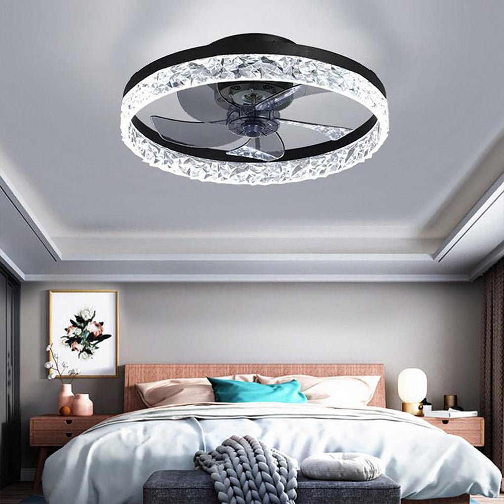 Retro Iron 5-Blade Ceiling Fan Light in Rustic Black for Living Room
