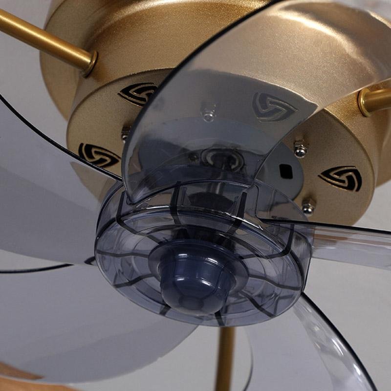 Retro Iron 5-Blade Ceiling Fan Light in Rustic Black for Living Room