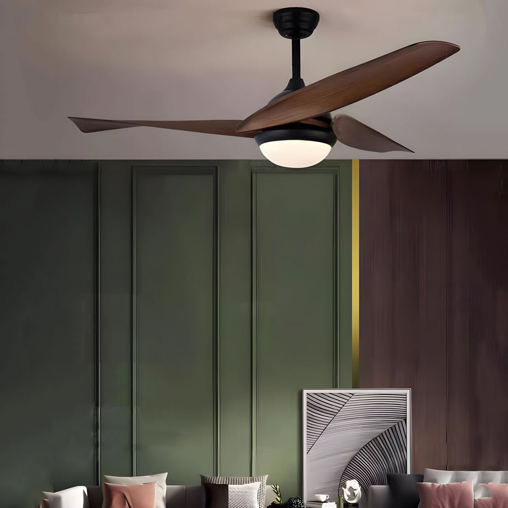 Modern 52" Wood LED Ceiling Fan with 3 Blades, Light & Remote Control