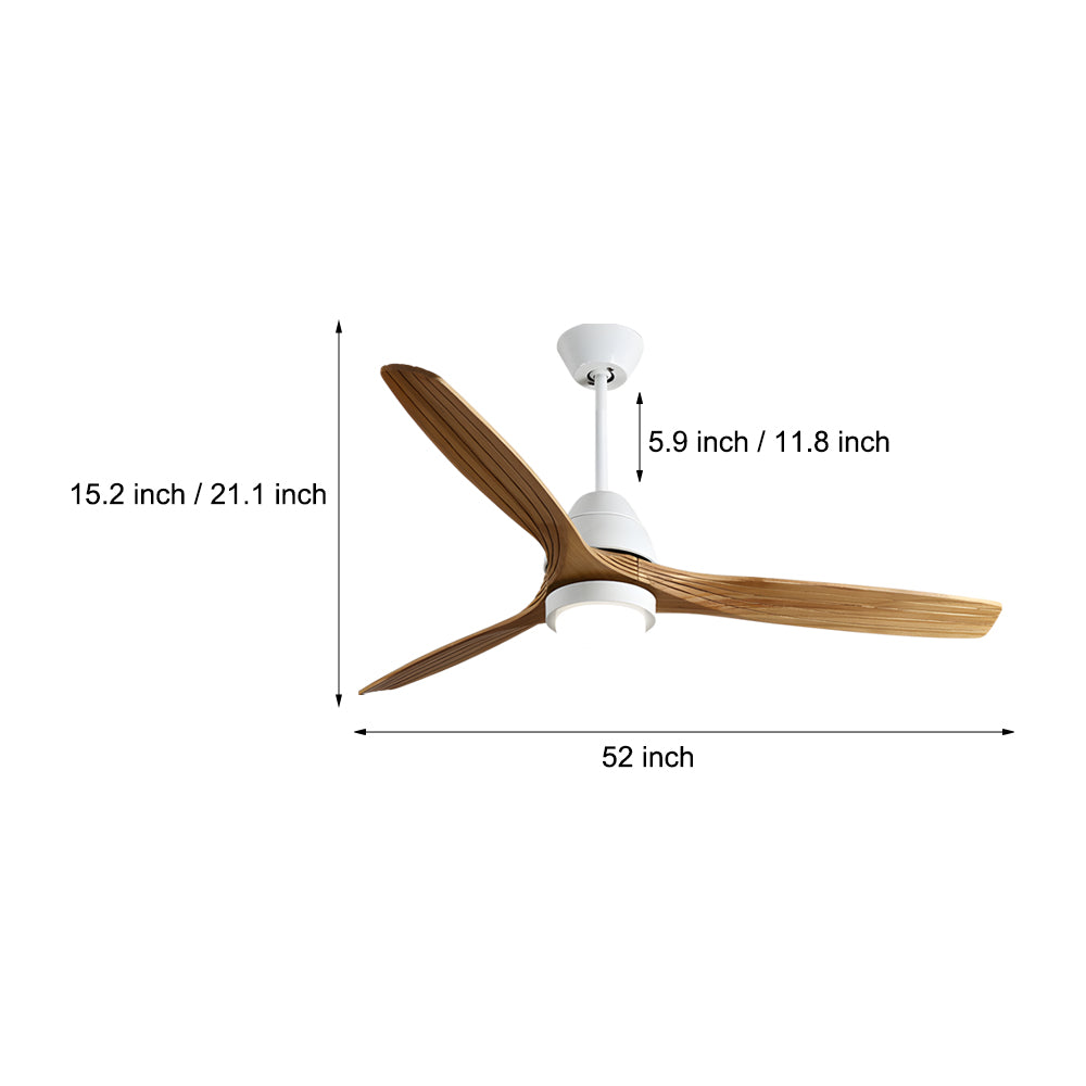 Rustic 52-Inch Wooden Ceiling Fan with 3 Blades & Remote for Home Use
