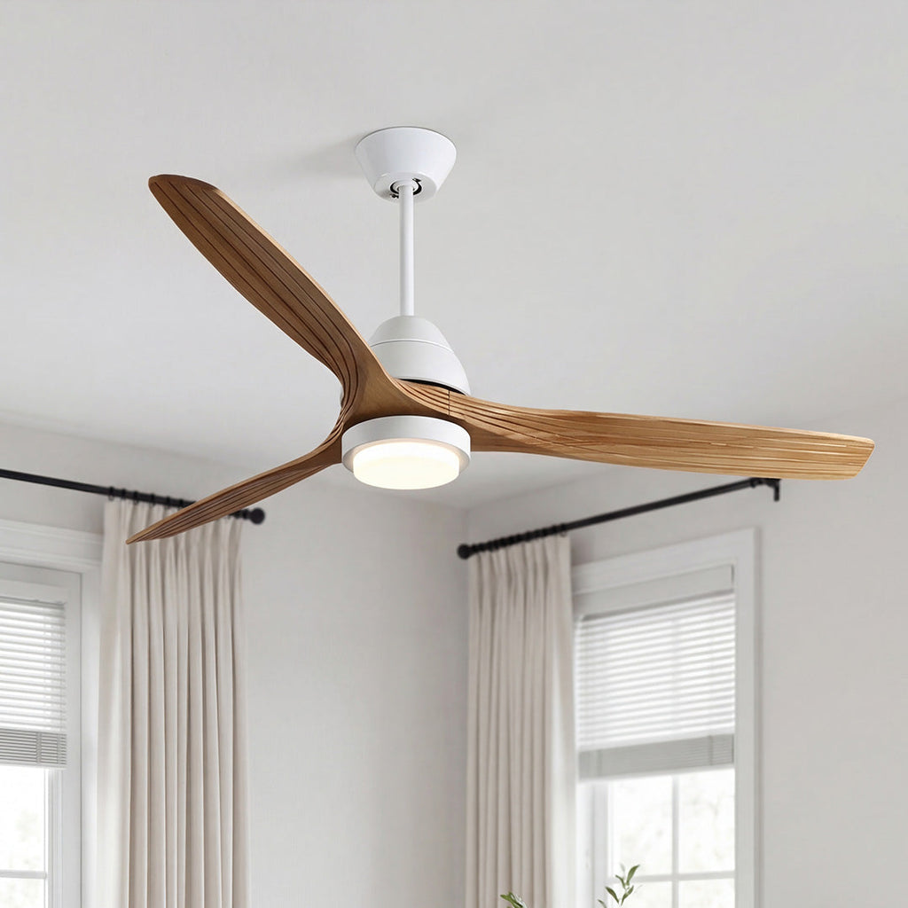 Rustic 52-Inch Wooden Ceiling Fan with 3 Blades & Remote for Home Use