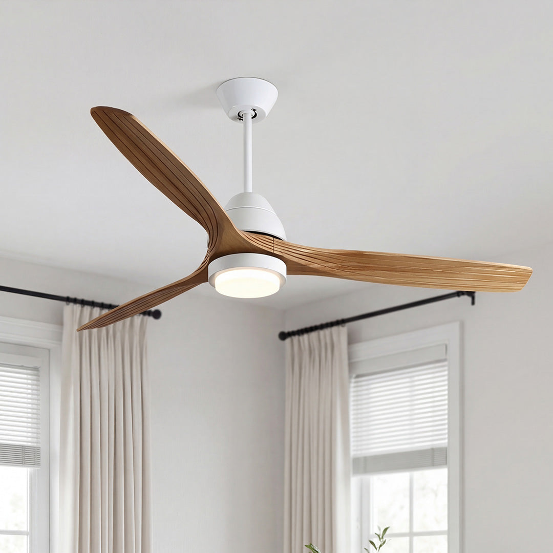 Rustic 52-Inch Wooden Ceiling Fan with 3 Blades & Remote for Home Use