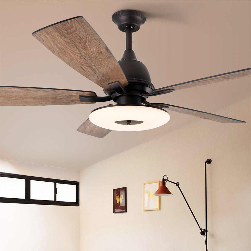 52-Inch Retro Nordic Style Ceiling Fan Light with Remote - Wood & Metal for Living Room