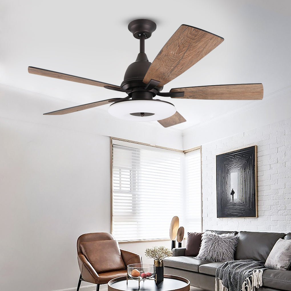 52-Inch Retro Nordic Style Ceiling Fan Light with Remote - Wood & Metal for Living Room