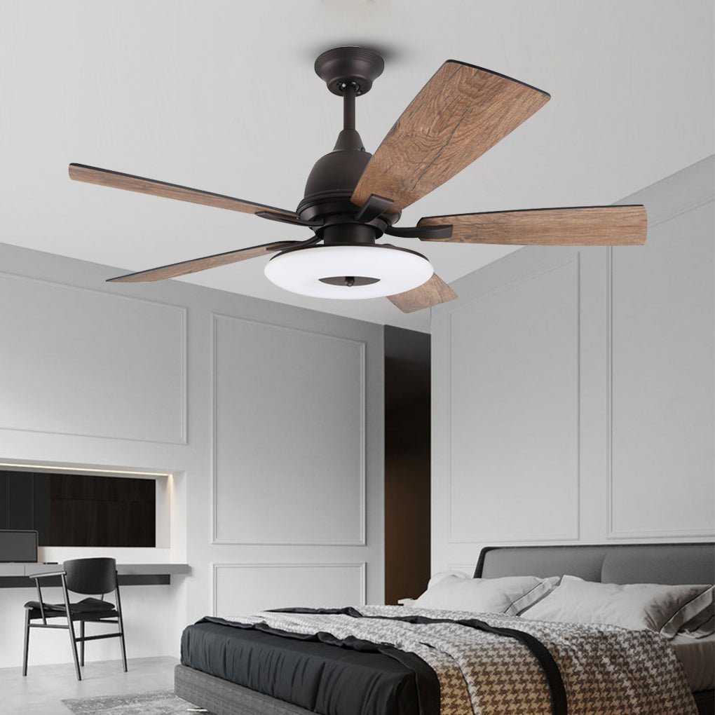 52-Inch Retro Nordic Style Ceiling Fan Light with Remote - Wood & Metal for Living Room