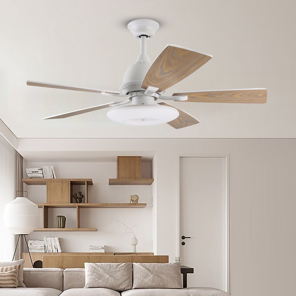 52-Inch Retro Nordic Style Ceiling Fan Light with Remote - Wood & Metal for Living Room