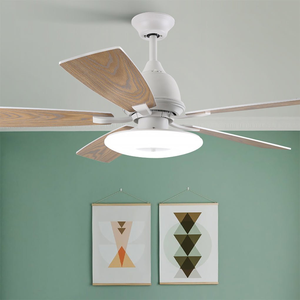 52-Inch Retro Nordic Style Ceiling Fan Light with Remote - Wood & Metal for Living Room