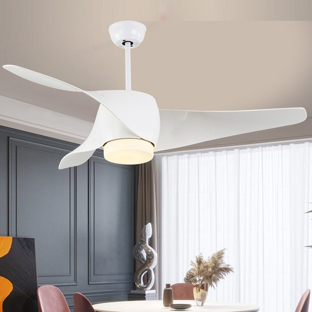 Modern 52-Inch Smart Ceiling Fan Light with Three-Color Dimming for Living Rooms