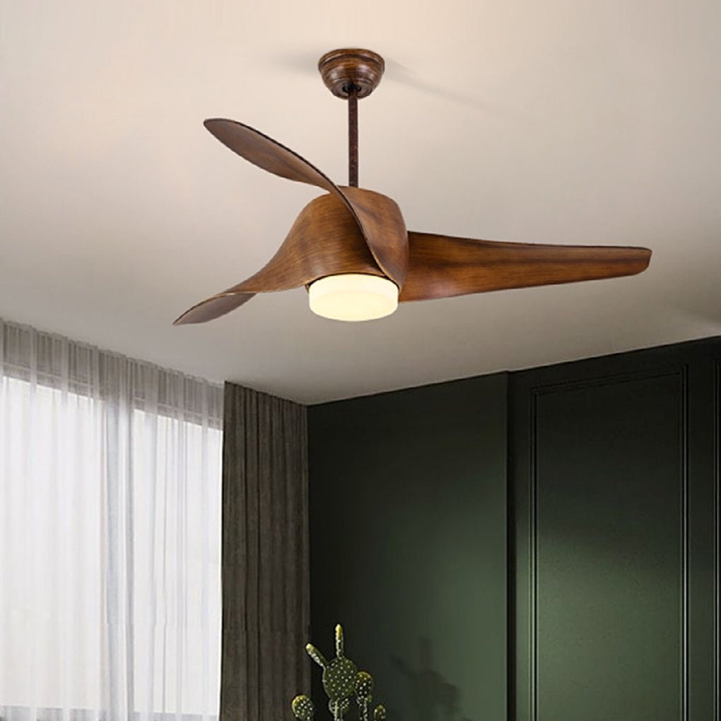 Modern 52-Inch Smart Ceiling Fan Light with Three-Color Dimming for Living Rooms
