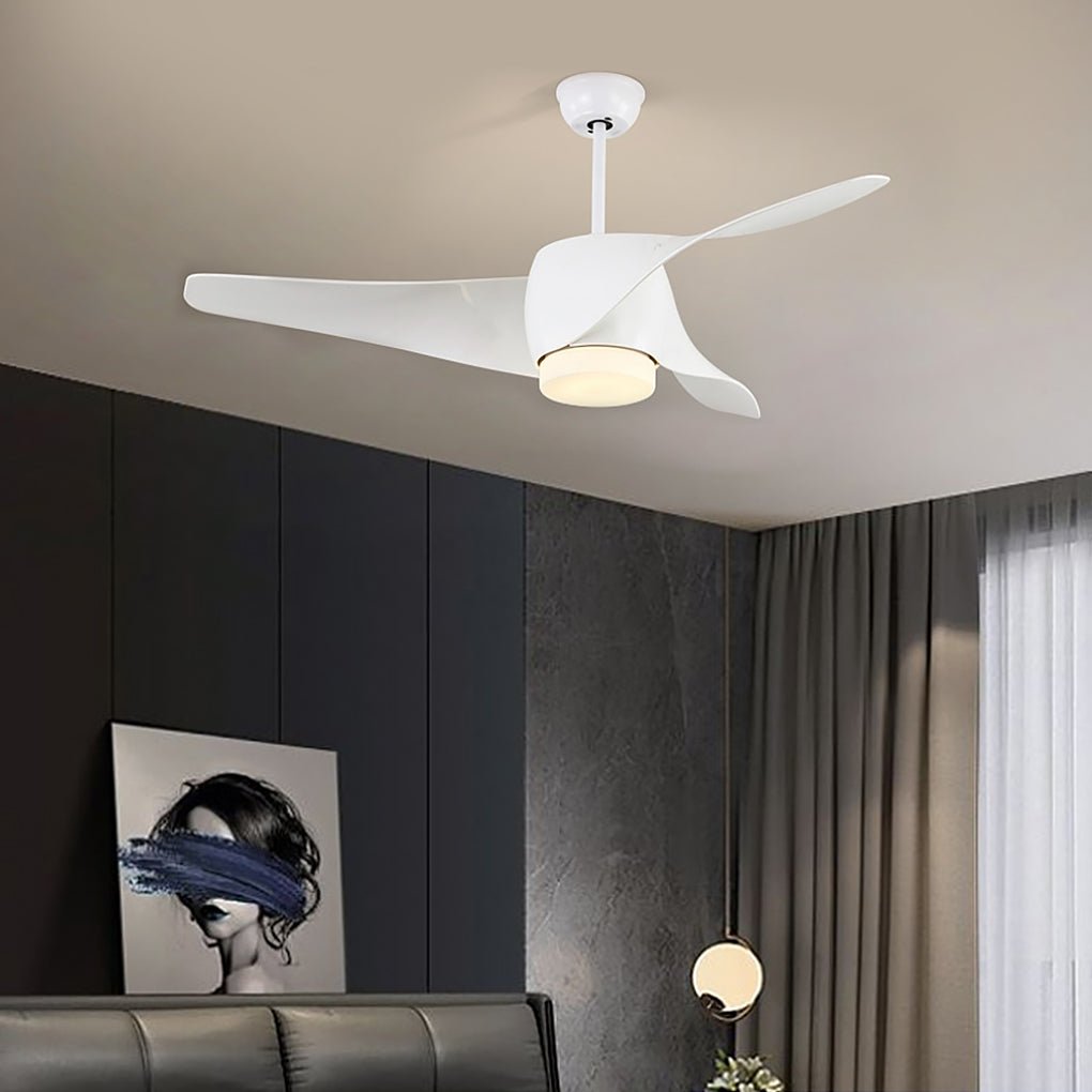 Modern 52-Inch Smart Ceiling Fan Light with Three-Color Dimming for Living Rooms