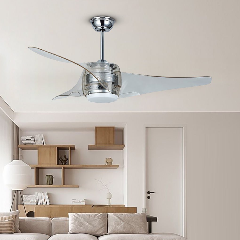 Modern 52" White Minimalist LED Ceiling Fan Chandelier with Remote for Living Room