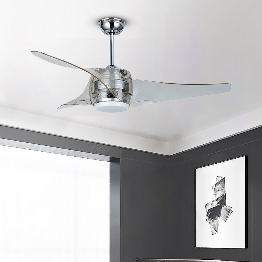 Modern 52" White Minimalist LED Ceiling Fan Chandelier with Remote for Living Room
