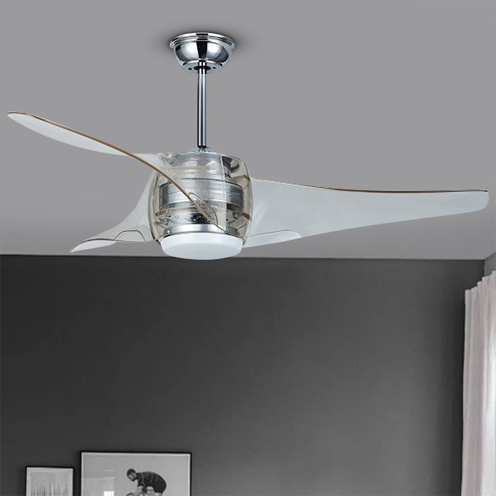 Modern 52" White Minimalist LED Ceiling Fan Chandelier with Remote for Living Room