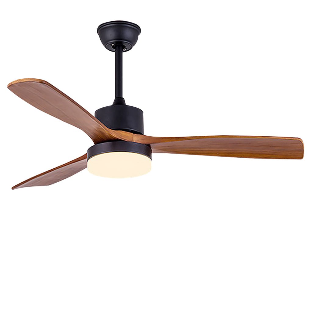 52-Inch Nordic Minimalist White Wood LED Ceiling Fan for Living Room